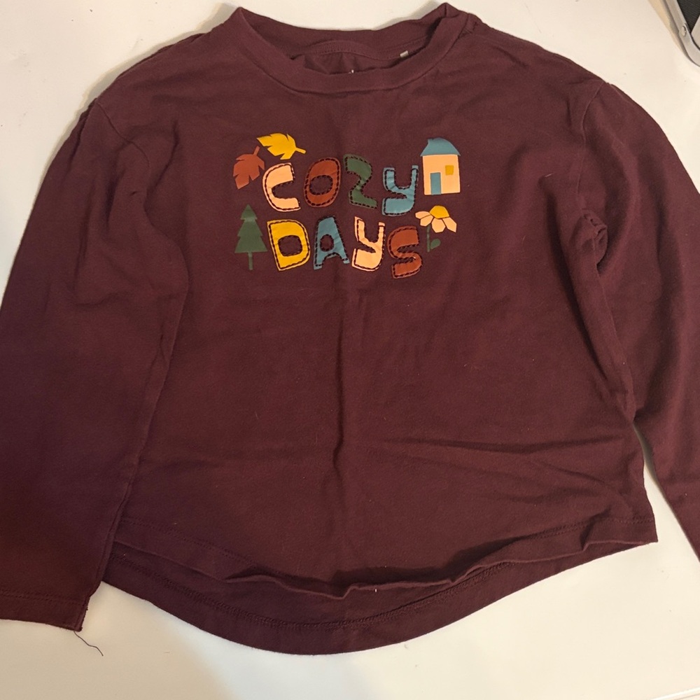 Dip Burgundy Long Sleeve Tee - Cozy Days Graphic